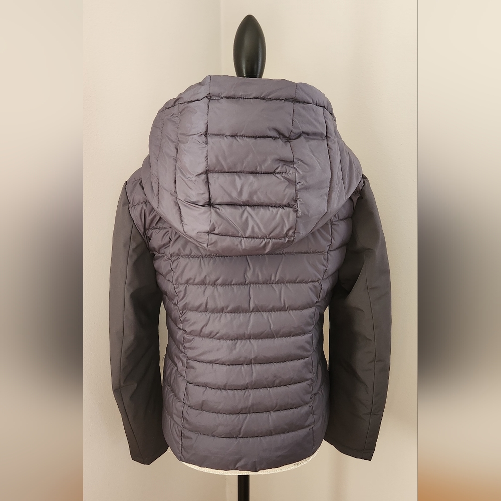 BOMBOOGIE women winter puffer grey hooded jacket size M